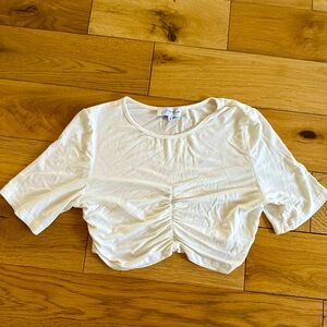 White Ruched crop tee